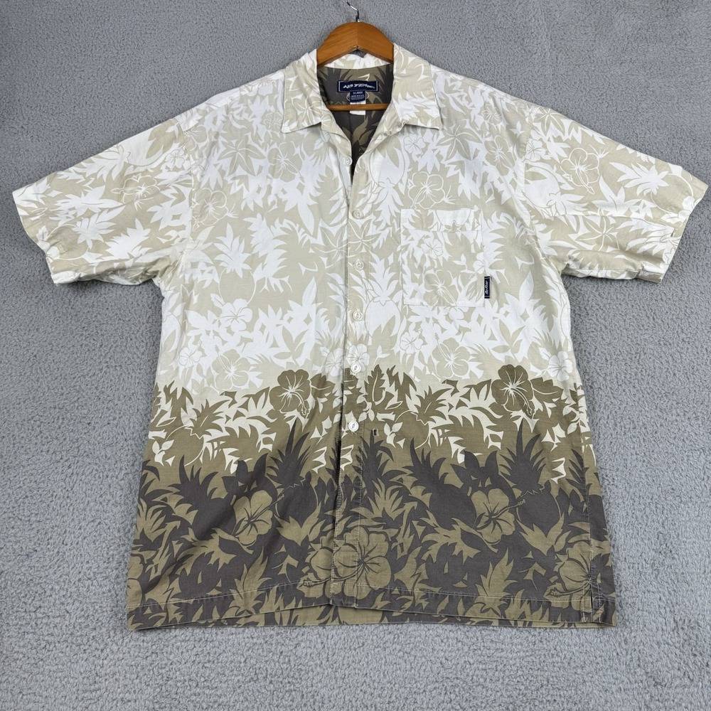 Vintage No Fear Mens XL Loop Collar Aloha Hawaiian Camp Shirt Button Down USA